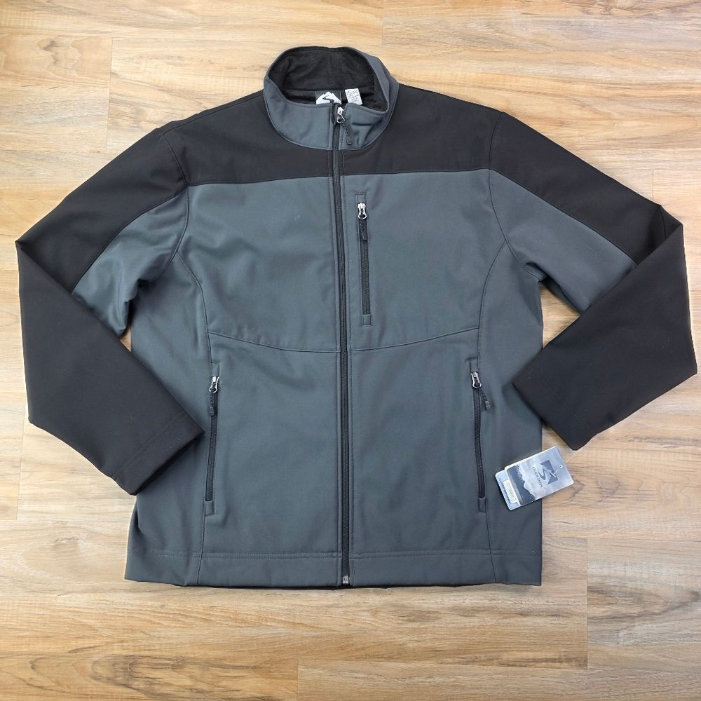 🍑NWT Gray & Black Guardian Velvet Lined Waterproof Softshell Jacket Men's Large